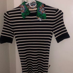 Women’s, Tory Burch, removable collar, stripped sweater